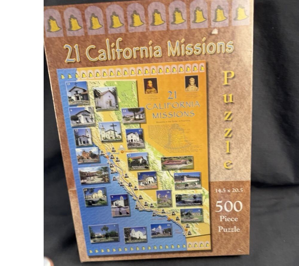 Scenic Art Jigsaw Puzzle "21 California Missions" 500 Piece 14.5" x 20" Sealed